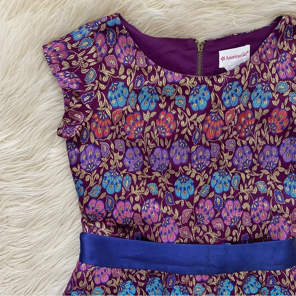 American Girl Fancy Holiday Dress Like Your Doll Purple Gold Metallic Brocade